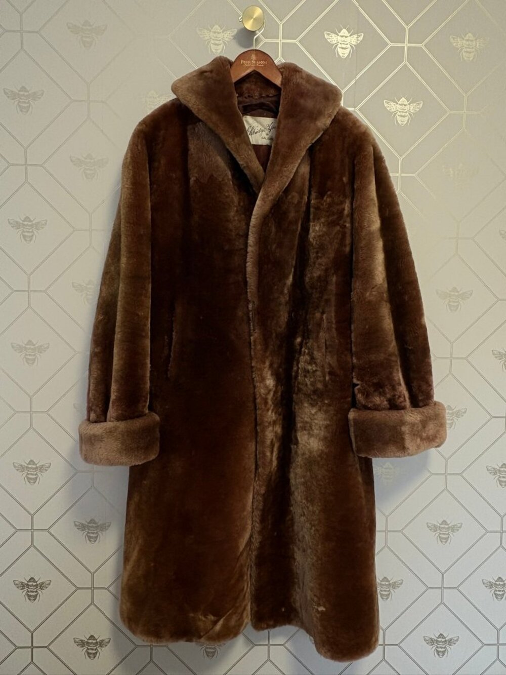 Brown Mouton Fur Coat + Hat